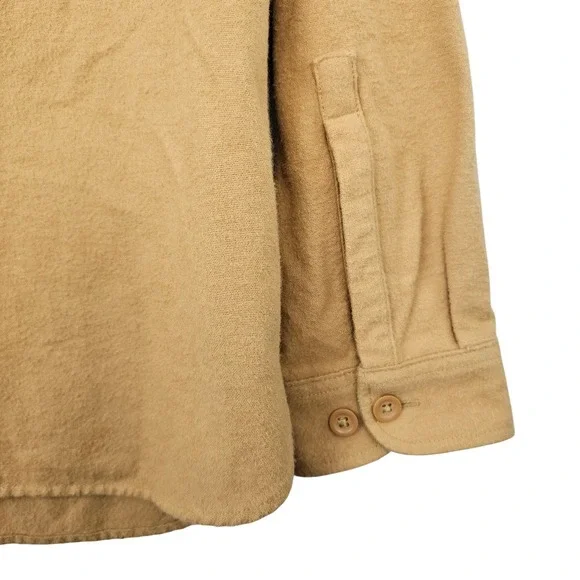 LL Bean Men's XL Traditional Fit Chamois Flannel Shirt Tan Heavyweight Button Up - Picture 7 of 7